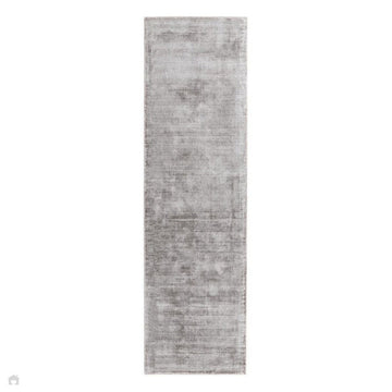 Blade Modern Plain Distressed Tonal Metallic Shimmer Hand-Woven Soft Textured Tip Sheared Loop Pile Silky Viscose Flatweave Silver Runner-Asiatic Carpets-Rug Love - The Most Loved Rug Store